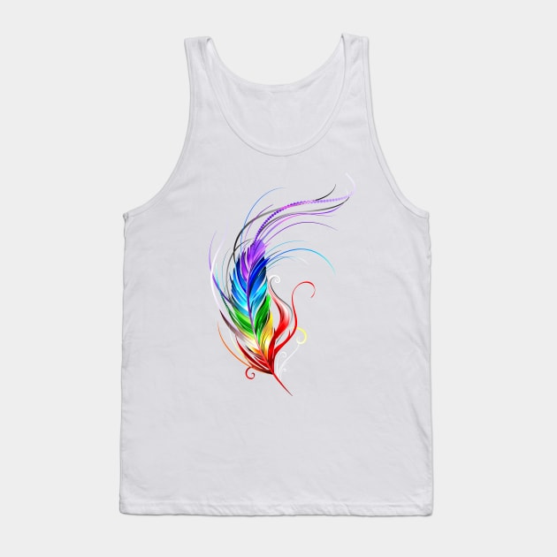 Rainbow Feather on White Background Tank Top by Blackmoon9